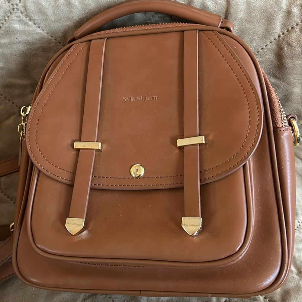 Belle and Bloom small leather backpack tan VERY GOOD CONDITION